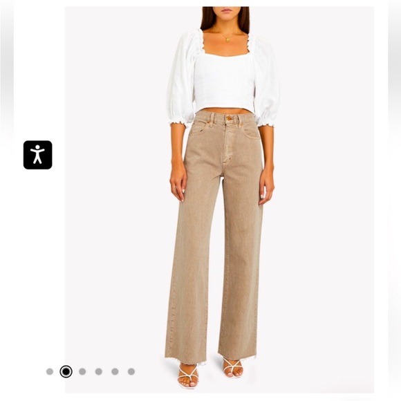 SLVRLAKE Grace Wide Leg Jeans in Pale Tan size 27 - Picture 1 of 11
